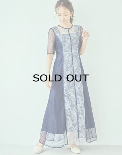 【30％OFF】MIXフラワーレースドレス